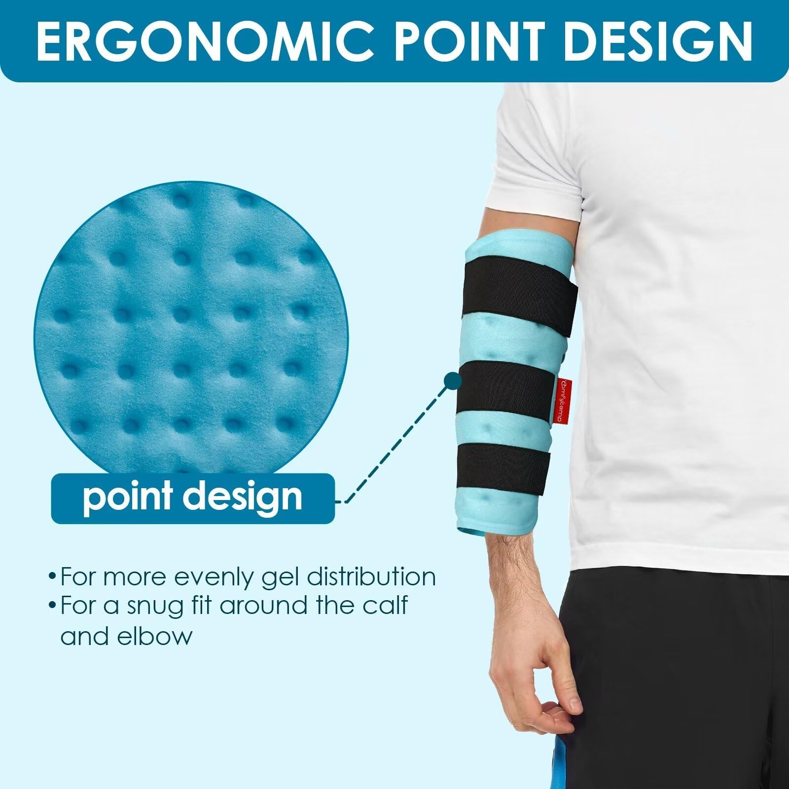 Comfytemp Leg Ice Pack Wrap (2 Packs), Reusable Shin Splints Gel Ice Pack for Injuries, Leg Edema, Swelling, Hot & Cold Compress for Limbs, Calf, Tennis Elbow, Knees, Arm, After Surgery Gift