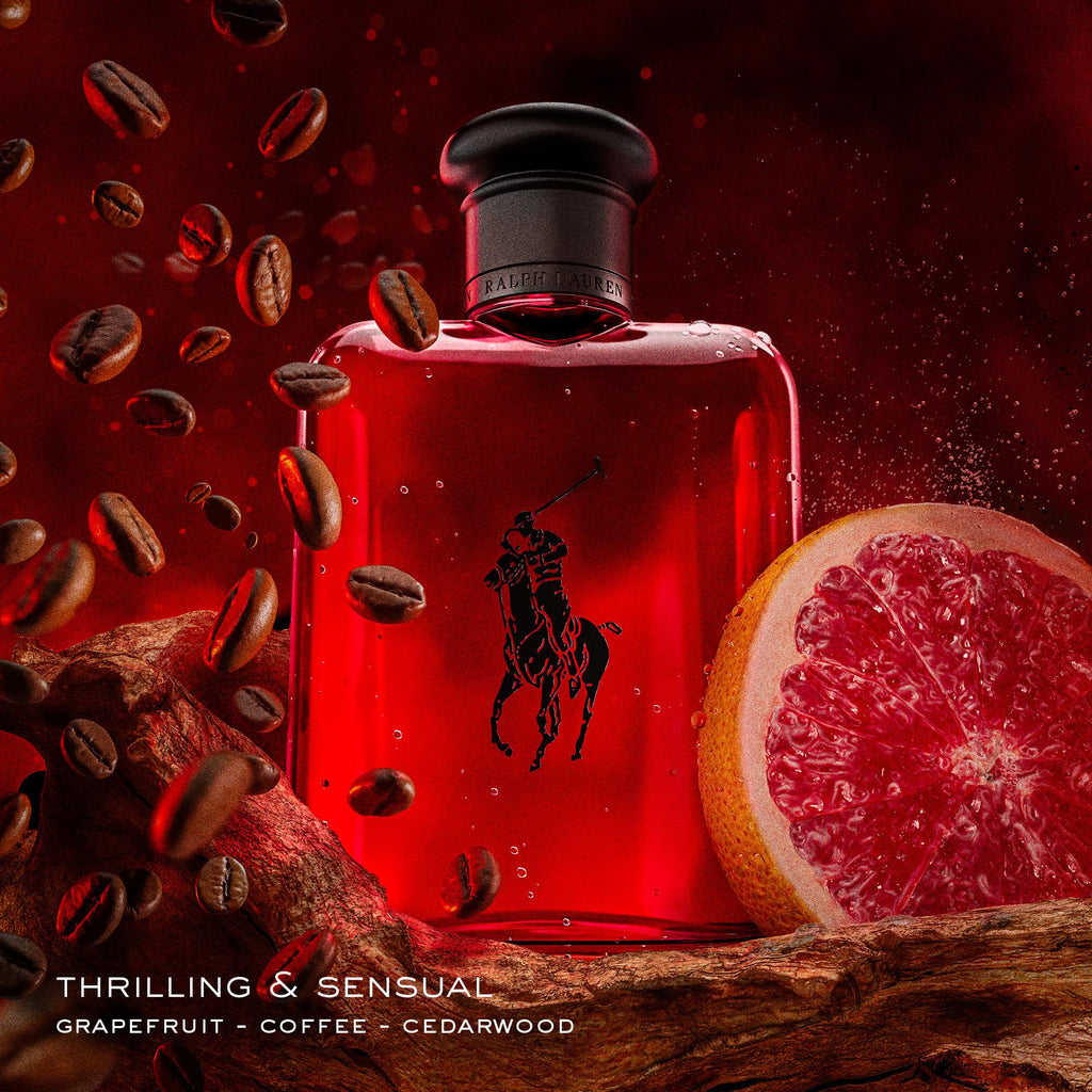 Ralph Lauren Polo Red Eau de Toilette for Men 125ml Spray - Fresh Woody Spicy Fragrance Aftershave - Red Grapefruit Saffron and Redwood - Damaged Box