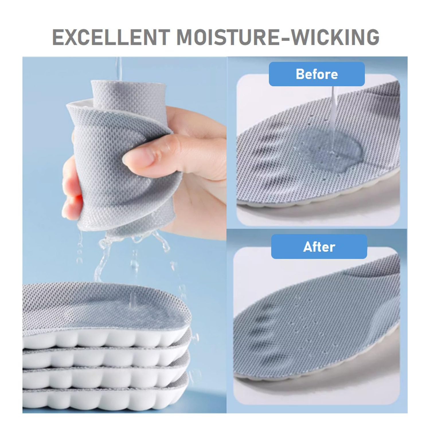 VivoFoot Memory Foam Insoles - Anti-Fatigue Pain Relief Shoe Inserts - Cloud Sole Pads - UK 4-6.5 Grey - Trim to Fit - Damaged Box