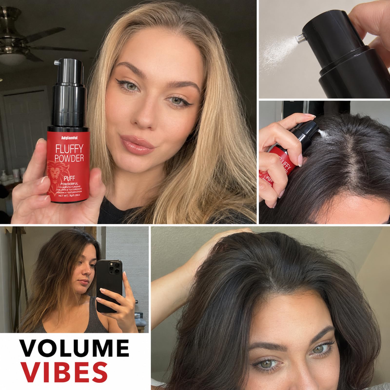 Adglamful Hair Styling Powder, Volumising & Texturising Volume Dust for Instant Root Lift, Strong Hold Matte Finish Texture Powder (8g) - Like New