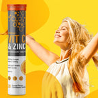 Vitamin C 1000mg & Zinc 15mg Orange Flavour Effervescent Tablets - High Strength Tablets for a Healthy Immune System (4 Tubes)