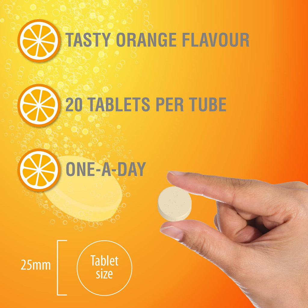 Vitamin C 1000mg & Zinc 15mg Orange Flavour Effervescent Tablets - High Strength Tablets for a Healthy Immune System (4 Tubes)