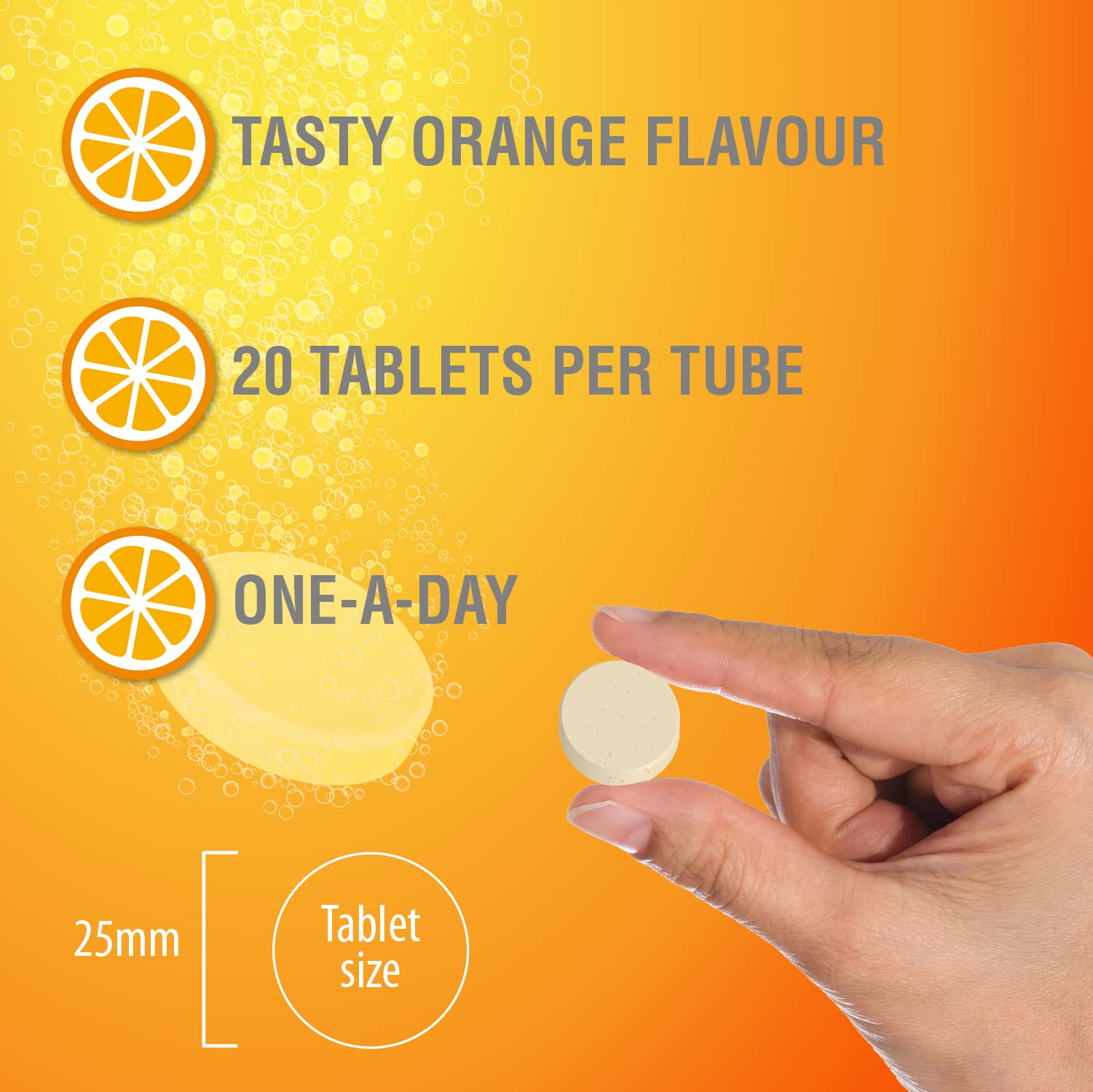 Vitamin C 1000mg & Zinc 15mg Orange Flavour Effervescent Tablets - High Strength Tablets for a Healthy Immune System (4 Tubes)