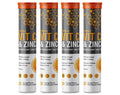 Effervescent Vitamin C 1000mg & Zinc 15mg Tablets - Orange Flavour High Strength Immune Support - 4 Tubes - New