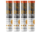 Vitamin C 1000mg & Zinc 15mg Orange Flavour Effervescent Tablets - High Strength Tablets for a Healthy Immune System (4 Tubes)