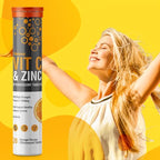 Vitamin C 1000mg & Zinc 15mg Orange Flavour Effervescent Tablets - High Strength Tablets for a Healthy Immune System (4 Tubes)