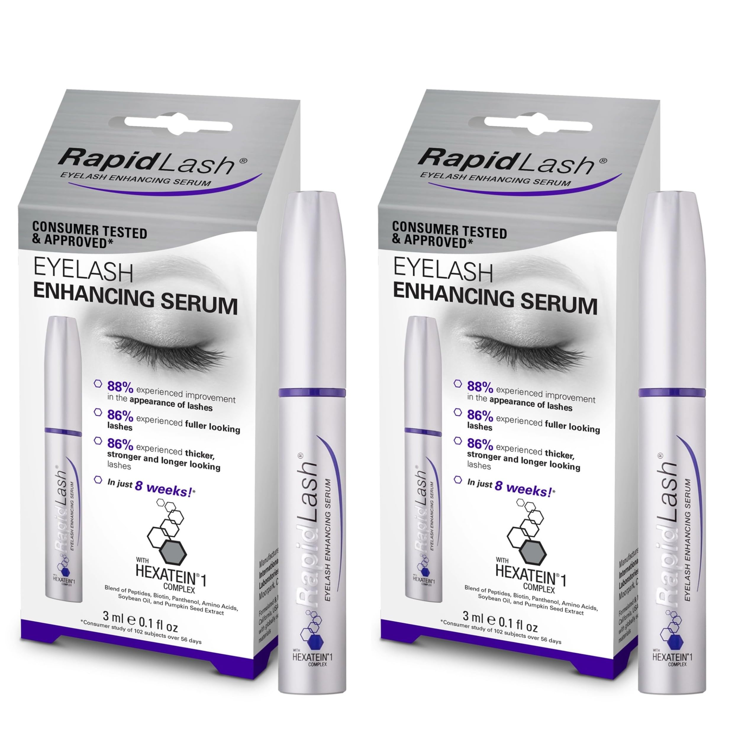 RapidLash Eyelash Enhancing Growth Serum for Longer, Thicker Lashes, 3 ml (Pack of 1) - Damaged Box