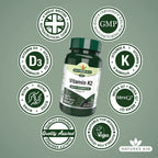 Natures Aid Vitamin K2 100mcg with D3 - MenaQ7 Bone Health, Calcium Absorption, Muscle Function - 30 Vegan Capsules - BBE 06/2027