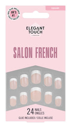 Elegant Touch French False Nails 126 - Medium Length, Square Shape, 24 Pack