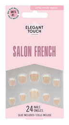 Elegant Touch French False Nails 126 - Medium Length, Square Shape, 24 Pack