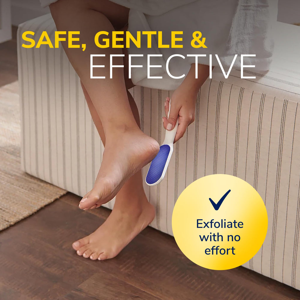 Dr. Scholl's Nano Glass Foot File - Immediately Removes Hard Skin on Wet or Dry Feet, Waterproof & Rustproof, Gentle Dead Skin and Callus Remover, Pedicure Foot Scrubber for Shower, Soft-Grip Handle - Damaged Box
