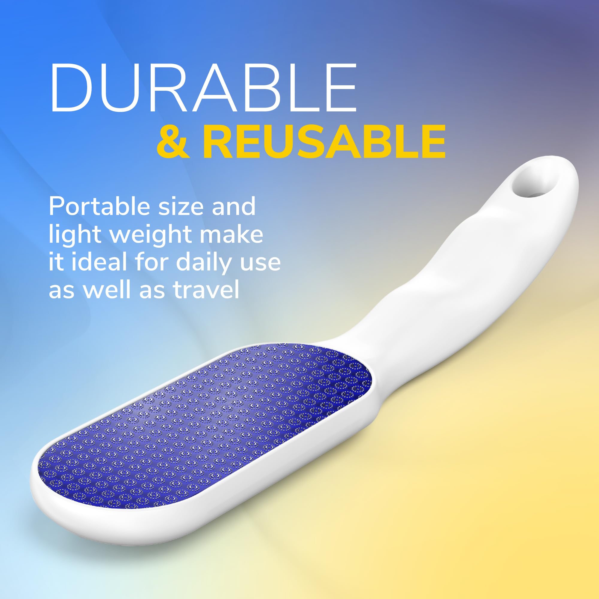 Dr. Scholl's Nano Glass Foot File - Immediately Removes Hard Skin on Wet or Dry Feet, Waterproof & Rustproof, Gentle Dead Skin and Callus Remover, Pedicure Foot Scrubber for Shower, Soft-Grip Handle - Damaged Box