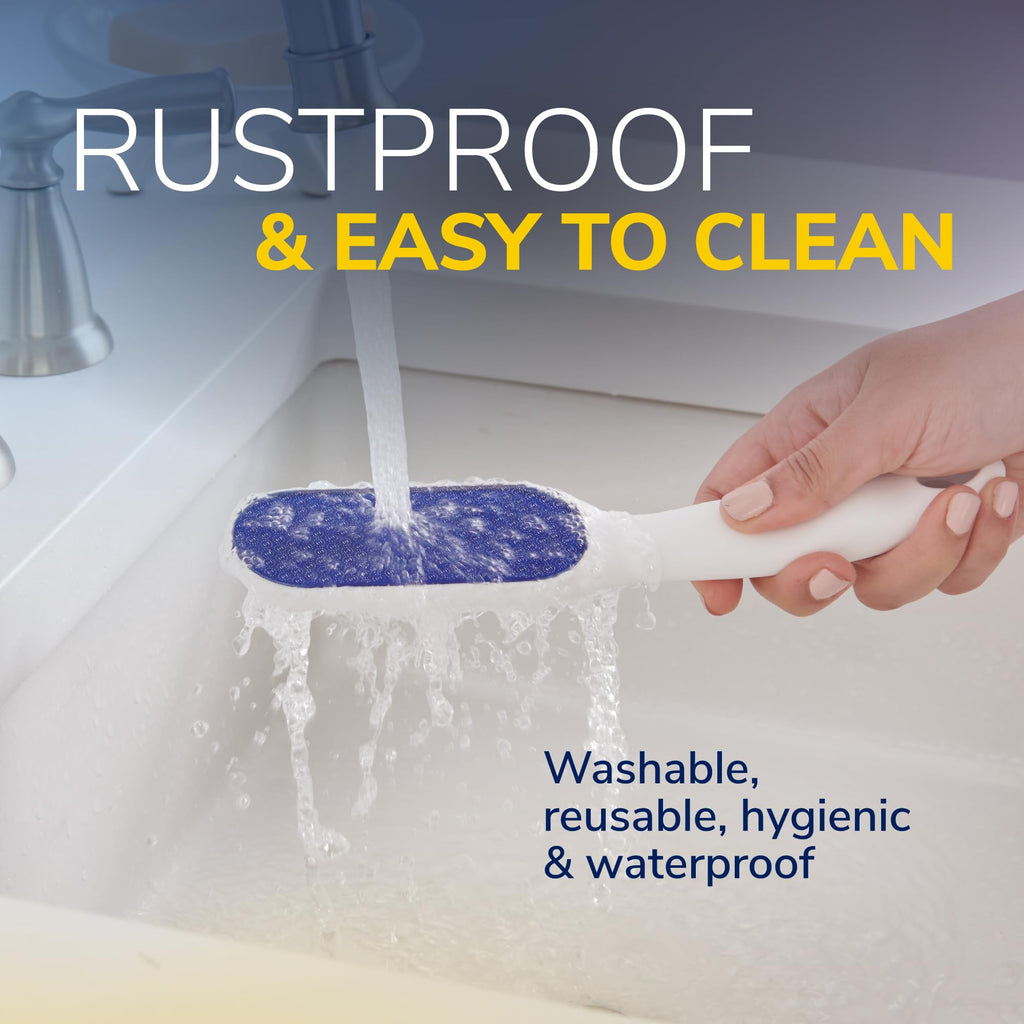 Dr. Scholl's Nano Glass Foot File - Immediately Removes Hard Skin on Wet or Dry Feet, Waterproof & Rustproof, Gentle Dead Skin and Callus Remover, Pedicure Foot Scrubber for Shower, Soft-Grip Handle - Damaged Box