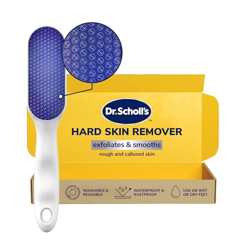 Dr. Scholl's Nano Glass Foot File - Immediately Removes Hard Skin on Wet or Dry Feet, Waterproof & Rustproof, Gentle Dead Skin and Callus Remover, Pedicure Foot Scrubber for Shower, Soft-Grip Handle - Damaged Box