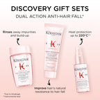 K'erastase Genesis Travel-Size Discovery Gift Set, With Shampoo, Conditioner and Blow-Dry Spray, Nourishing and Fortifying Routine, For Weakened Hair, Infused with Ginger Root and Edelweiss Flower - Damaged Box