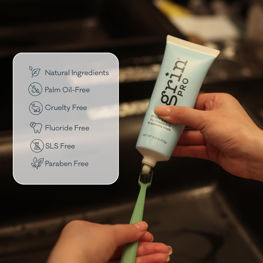 Grin Pro Gum Care Fluoride Free Toothpaste - Organic Toothpaste with Manuka Oil & Propolis - Perfect for Fresh Breath & Sensitive Gum Health Support - Refreshing Mint Flavor - Damaged Box - BBE 03/2028