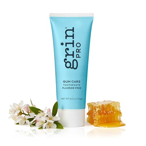 Grin Pro Gum Care Fluoride Free Toothpaste - Organic Toothpaste with Manuka Oil & Propolis - Perfect for Fresh Breath & Sensitive Gum Health Support - Refreshing Mint Flavor - Damaged Box - BBE 03/2028