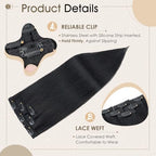 Elailite Clip In Real Human Hair Extensions Remy Double Weft Seamless Highlights Straight #01 Jet Black 14 Inch - Damaged Box