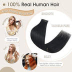 Elailite Clip In Real Human Hair Extensions Remy Double Weft Seamless Highlights Straight #01 Jet Black 14 Inch - Damaged Box
