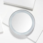 Tweezerman 15x Magnifying LED Mini Mirror, Round Mirror Perfect for Tweezing, Contact Lens and Makeup Application Compact Travel Mirrors with Suction Cups (Pack of 1) - Damaged Box
