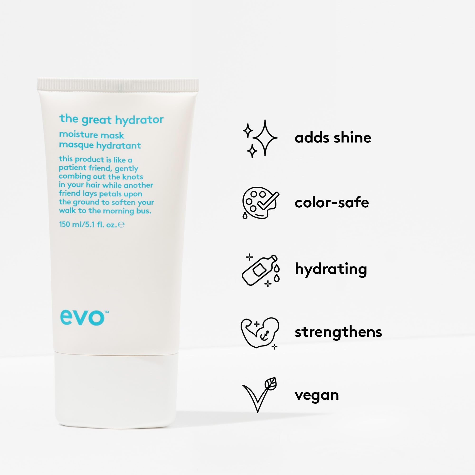 Evo The Great Hydrator Moisture Hair Mask - Moisturise, Add Softness & Shine, Nourishing & Hydrating Treatment for Dry Hair - 150ml / 5.1fl.oz - Damaged Box