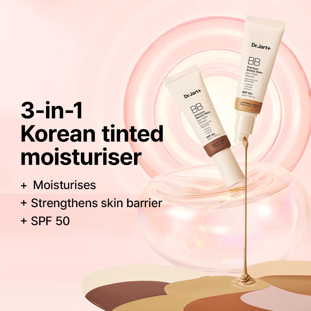 Dr.Jart+ Premium BB Korean Tinted Moisturiser with SPF 50 and Niacinamide Glycerin | bb cream |Skin Tint | Korean Makeup, 40 ml - Damaged Box