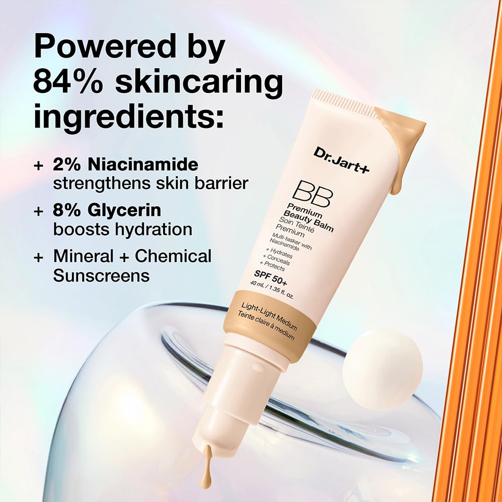 Dr.Jart+ Premium BB Korean Tinted Moisturiser with SPF 50 and Niacinamide Glycerin | bb cream |Skin Tint | Korean Makeup, 40 ml - Damaged Box