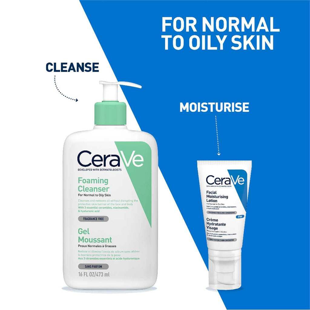 CeraVe PM Facial Moisturising Lotion - Niacinamide, Ceramides - Normal to Dry Skin - 52ml Night Face Moisturiser - Damaged Box - BBE 01/2029