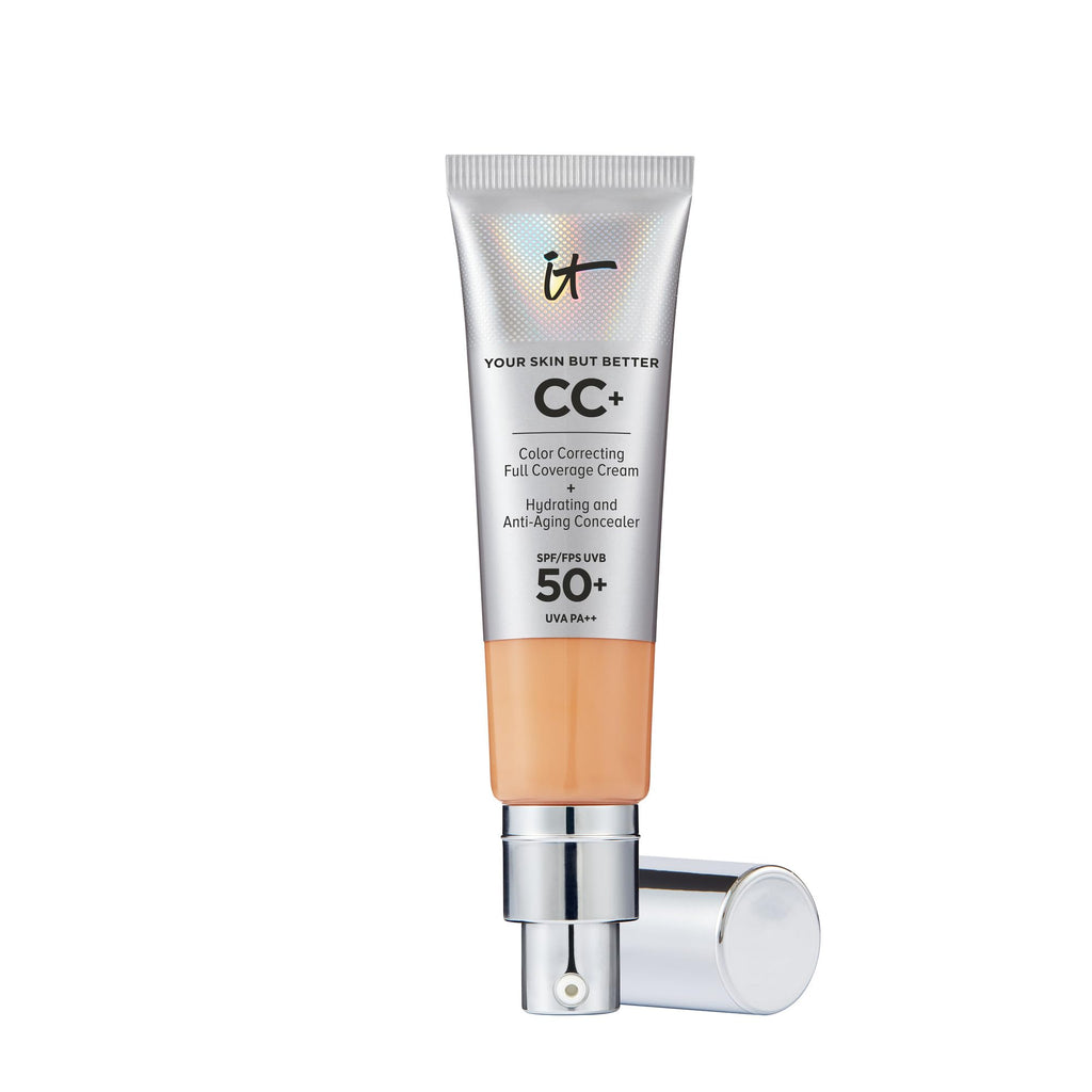 IT Cosmetics CC+ Cream SPF 50+ Full-Coverage CC Foundation, Hydrating Skincare, With Hyaluronic Acid, Niacinamide & Vitamin E for a Radiant Finish, Your Skin But Better, Shade: Neutral Tan, 32ml - Damaged Box