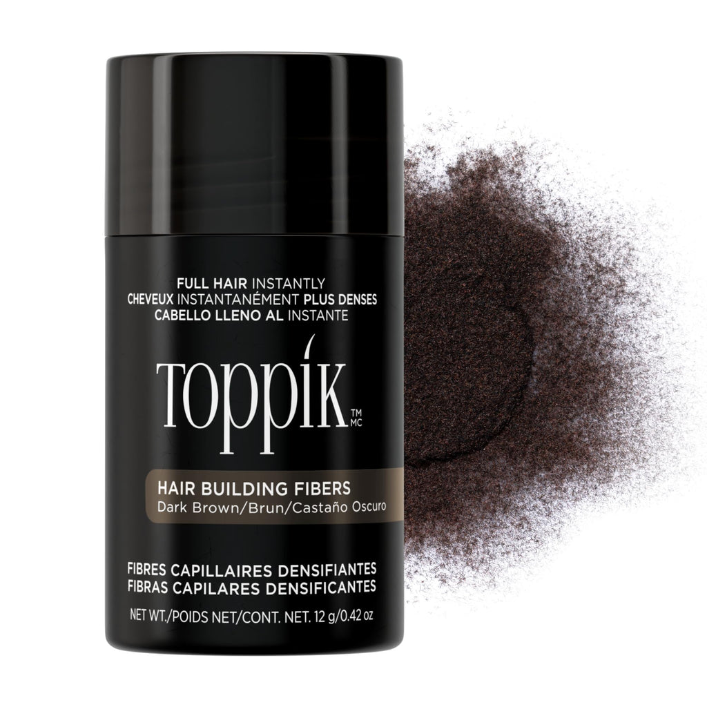 Toppik Hair Building Fibres Powder, for a Thicker-looking Hairline, Crown and Beard, Instant Thinning Concealer for Men and Women, Dark Brown, 12 g
