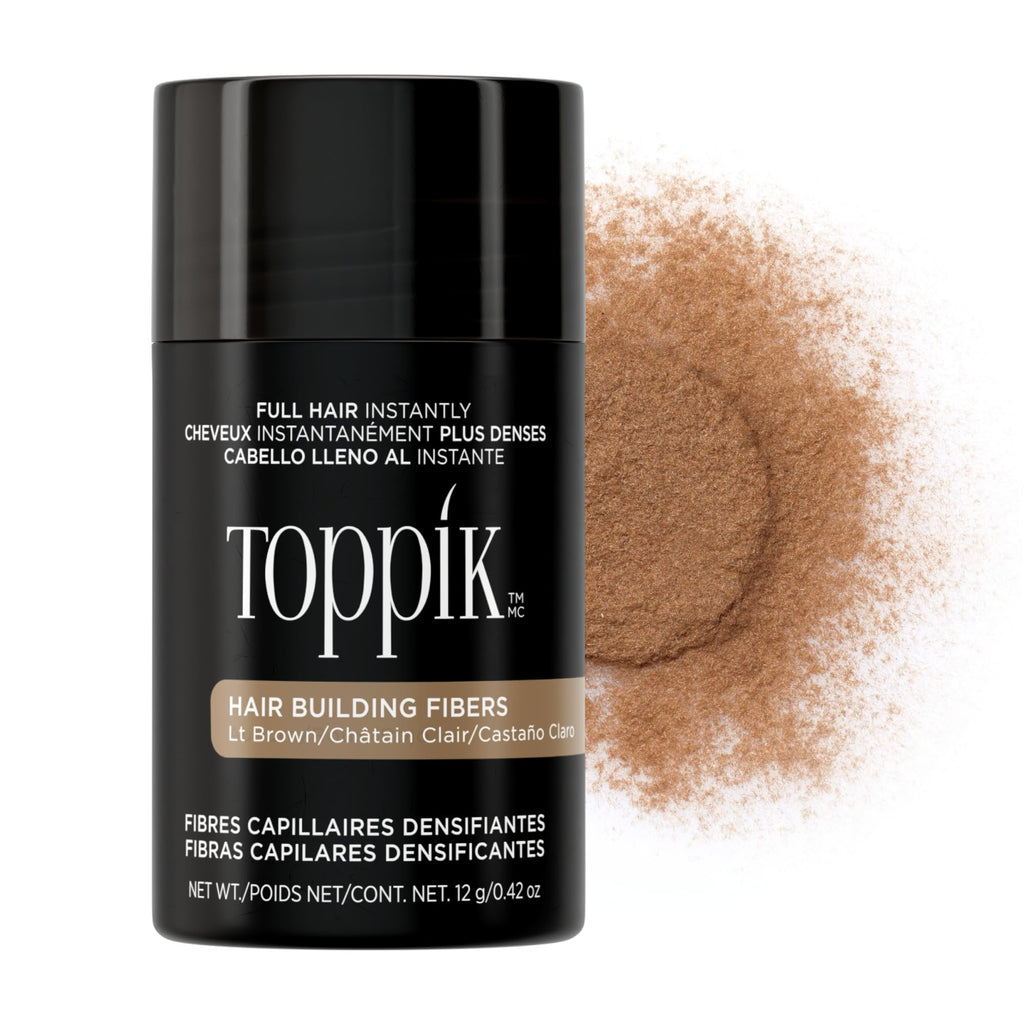 Toppik Hair Building Fibres Powder, for a Thicker-looking Hairline, Crown and Beard, Instant Thinning Concealer for Men and Women, Light Brown, 12 g