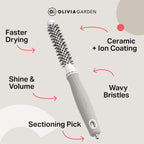 Olivia Garden Expert Blowout Shine - White & Grey - 15 - Ceramic Coated Round Brush for Smooth Blowout, Frizz-Free Hair & Radiant Shine - Damaged Box