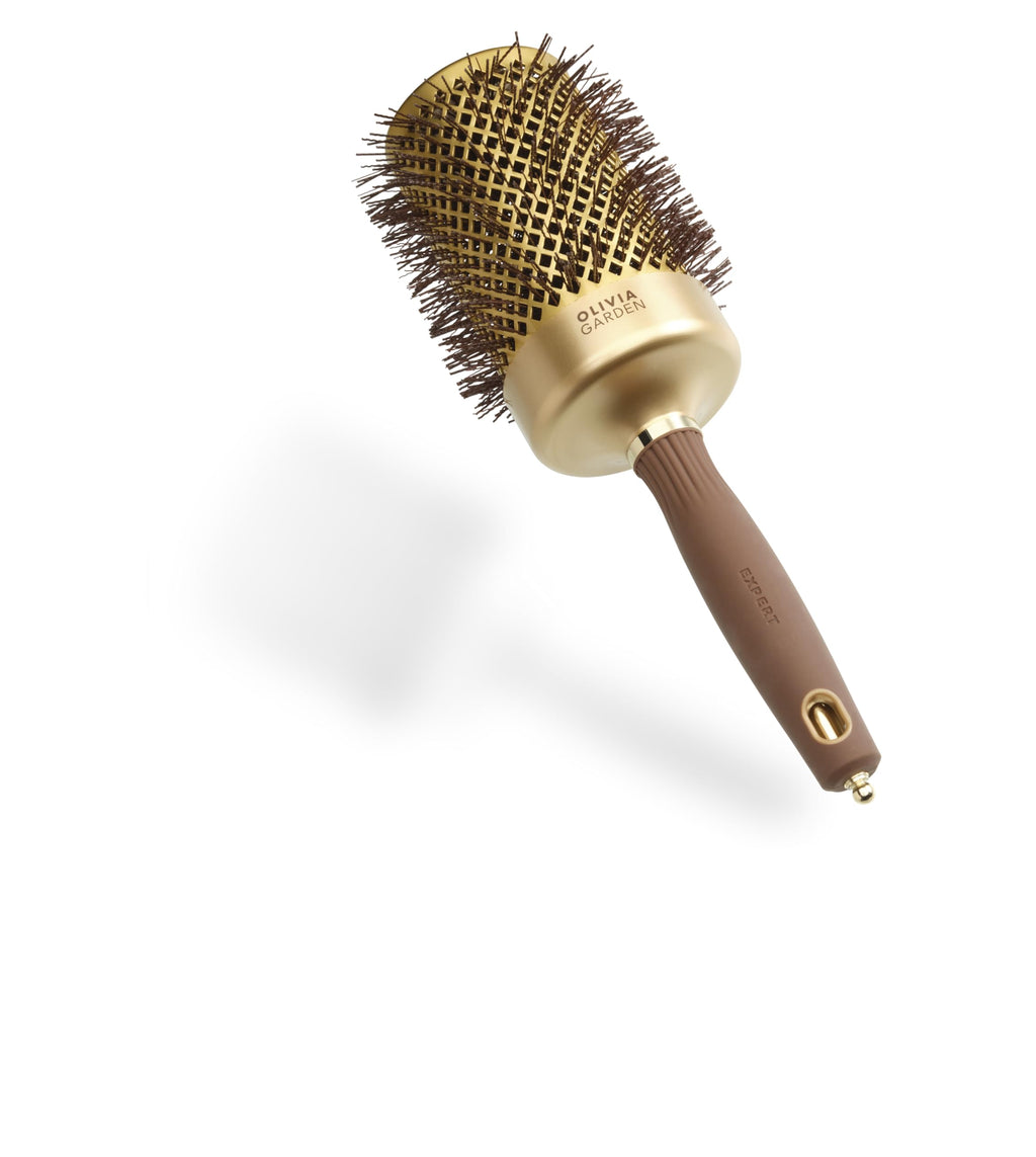 Olivia Garden Expert Blowout Shine - White & Grey - 15 - Ceramic Coated Round Brush for Smooth Blowout, Frizz-Free Hair & Radiant Shine - Damaged Box