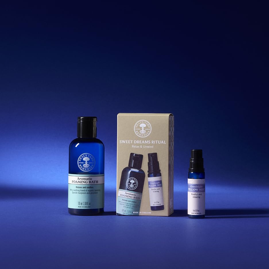 Neal's Yard Remedies Sweet Dreams Ritual Gift Set, Pillow Mist & Foaming Bath Wash With Essential Oils, Vegan & Cruelty-Free, Set of 2 - Damaged Box