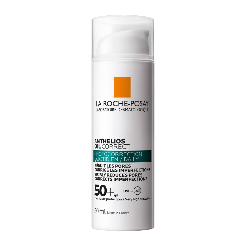 La Roche-Posay Anthelios Oil Correct SPF50+ Sun Cream for Oily and Acne Prone skin, Mattifying Photo Correction Sunscreen with UVB and UVA Very High Protection, 50ml - Damaged Box