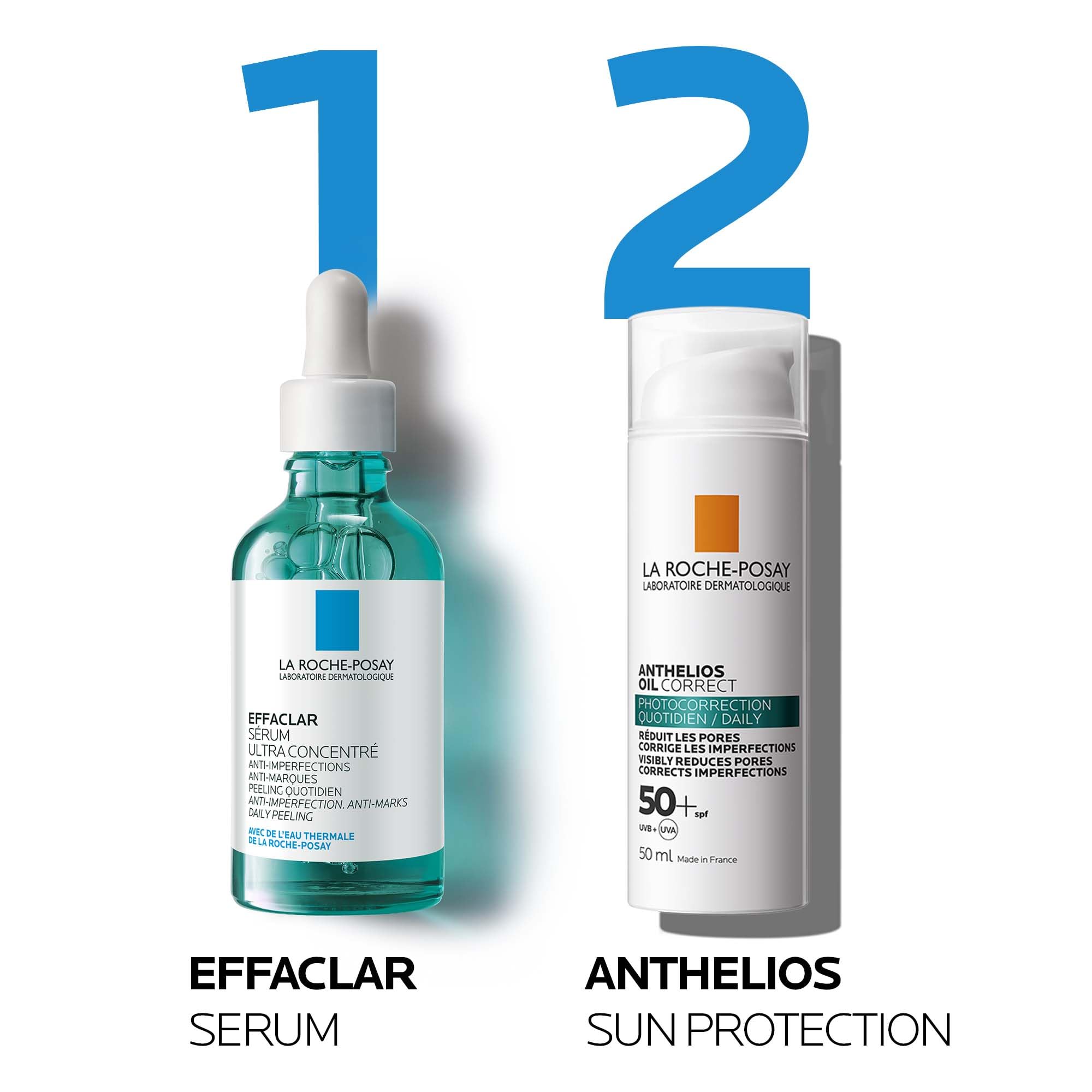 La Roche-Posay Anthelios Oil Correct SPF50+ Sun Cream for Oily and Acne Prone skin, Mattifying Photo Correction Sunscreen with UVB and UVA Very High Protection, 50ml - Damaged Box