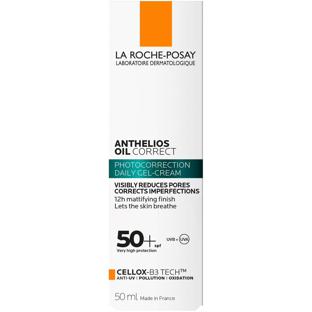 La Roche-Posay Anthelios Oil Correct SPF50+ Sun Cream for Oily and Acne Prone skin, Mattifying Photo Correction Sunscreen with UVB and UVA Very High Protection, 50ml - Damaged Box