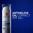 La Roche-Posay Anthelios Oil Correct SPF50+ Sun Cream for Oily and Acne Prone skin, Mattifying Photo Correction Sunscreen with UVB and UVA Very High Protection, 50ml - Damaged Box