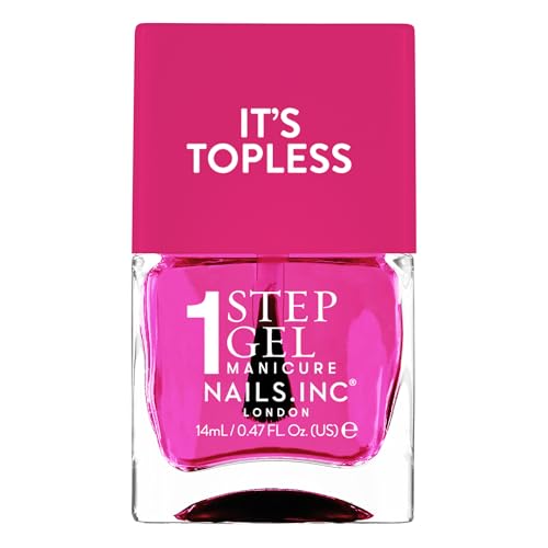 Nails Inc It's Topless Gel-Like Nail Polish, 4-in-1 Base Coat, Treatment, Colour & Top Coat, Long Lasting, Strong, Chip Free Nails, Glossy Salon Quality Manicure, Air Dry Nail Polish, Thea, 14 ML