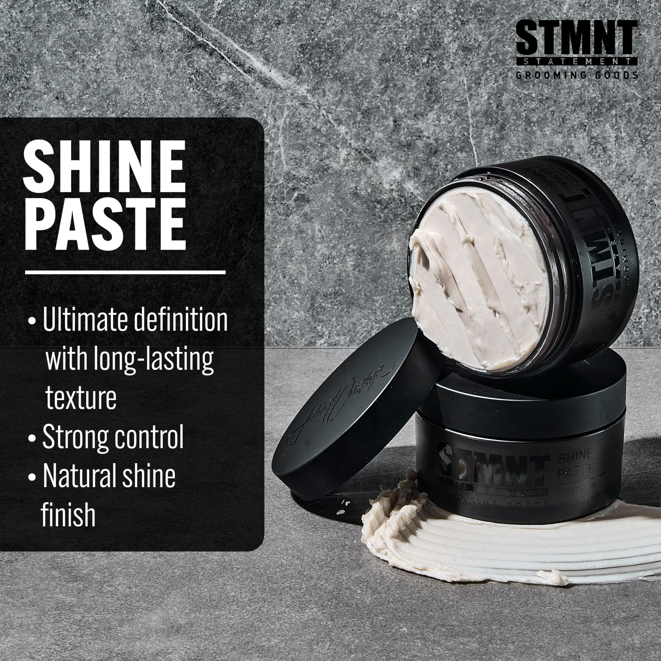 STMNT Grooming Goods Shine Paste | Natural Shine Finish | Strong Control | Non-Greasy Formula 100ml - Damaged Box