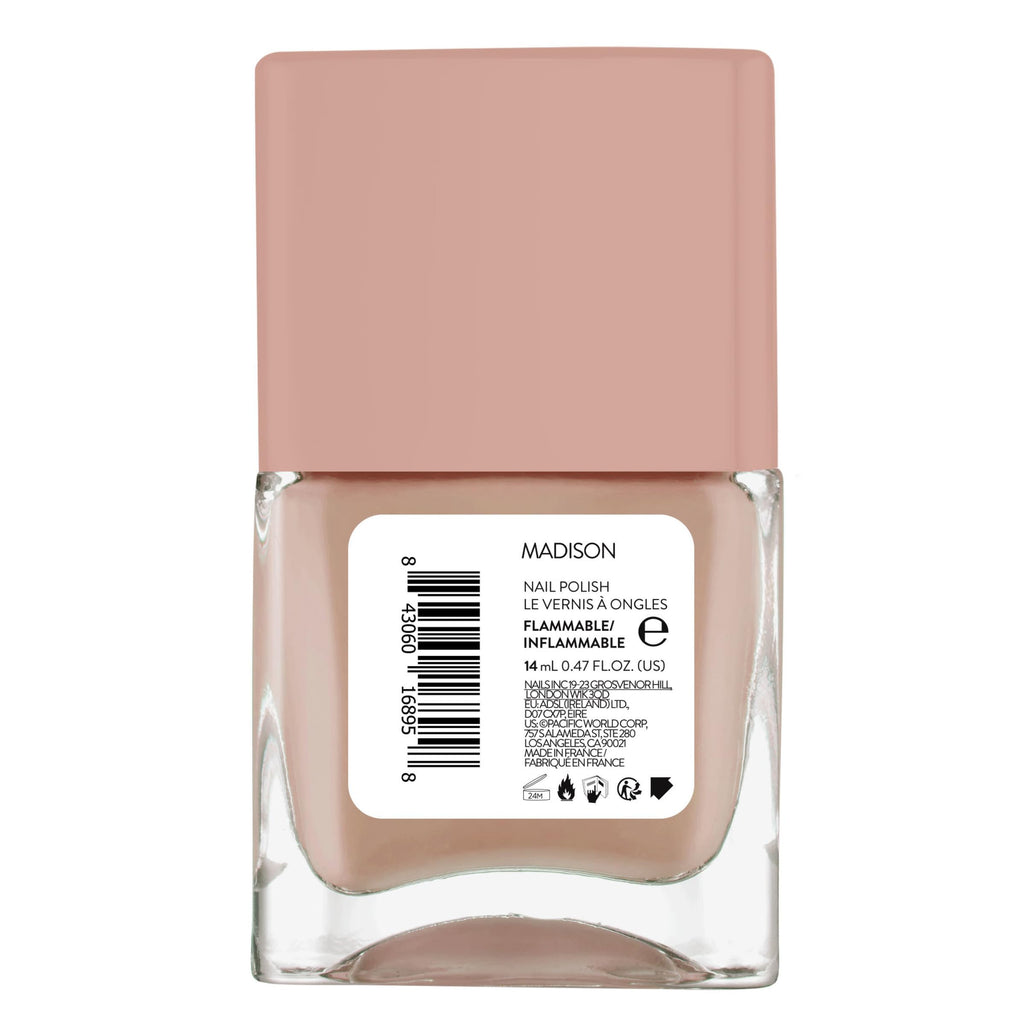 Nails Inc It's Topless Gel-Like Nail Polish, 4-in-1 Base Coat, Treatment, Colour & Top Coat, Long Lasting, Strong, Chip Free Nails, Glossy Salon Quality Manicure, Air Dry Nail Polish, Madison, 14 ML