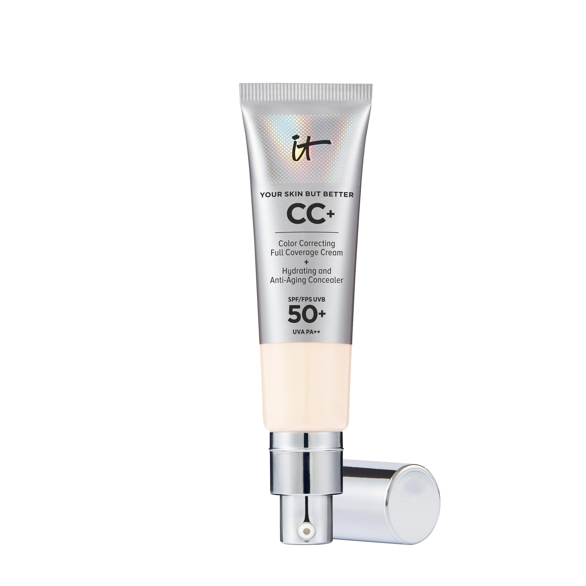 IT Cosmetics CC+ Cream SPF 50+ Full-Coverage Foundation Fair Porcelain 32ml - Hydrating Skincare with Hyaluronic Acid & Vitamin E - Damaged Box
