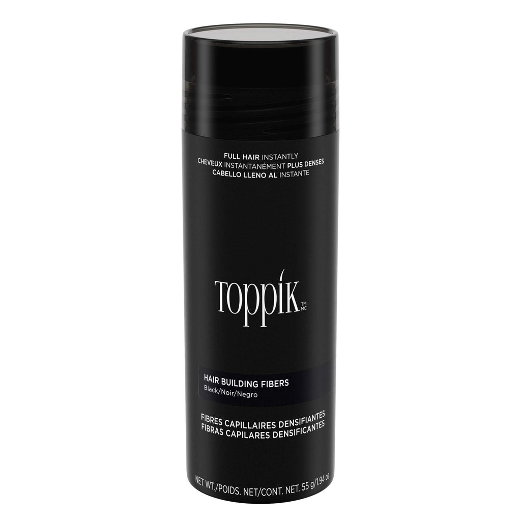 Toppik Hair Building Fibres Powder, Black, 27.5g Bottle - for A Thicker-looking Hairline, Crown and Beard, Instant Thinning Concealer for Men and Women