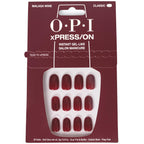 OPI xPRESS/ON Malaga Wine - Dark Red Short Round Press On Nails - With Nail Glue - Long Lasting, Reusable & Non-Damaging Short False Nails - Damaged Box