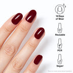 OPI xPRESS/ON Malaga Wine - Dark Red Short Round Press On Nails - With Nail Glue - Long Lasting, Reusable & Non-Damaging Short False Nails - Damaged Box