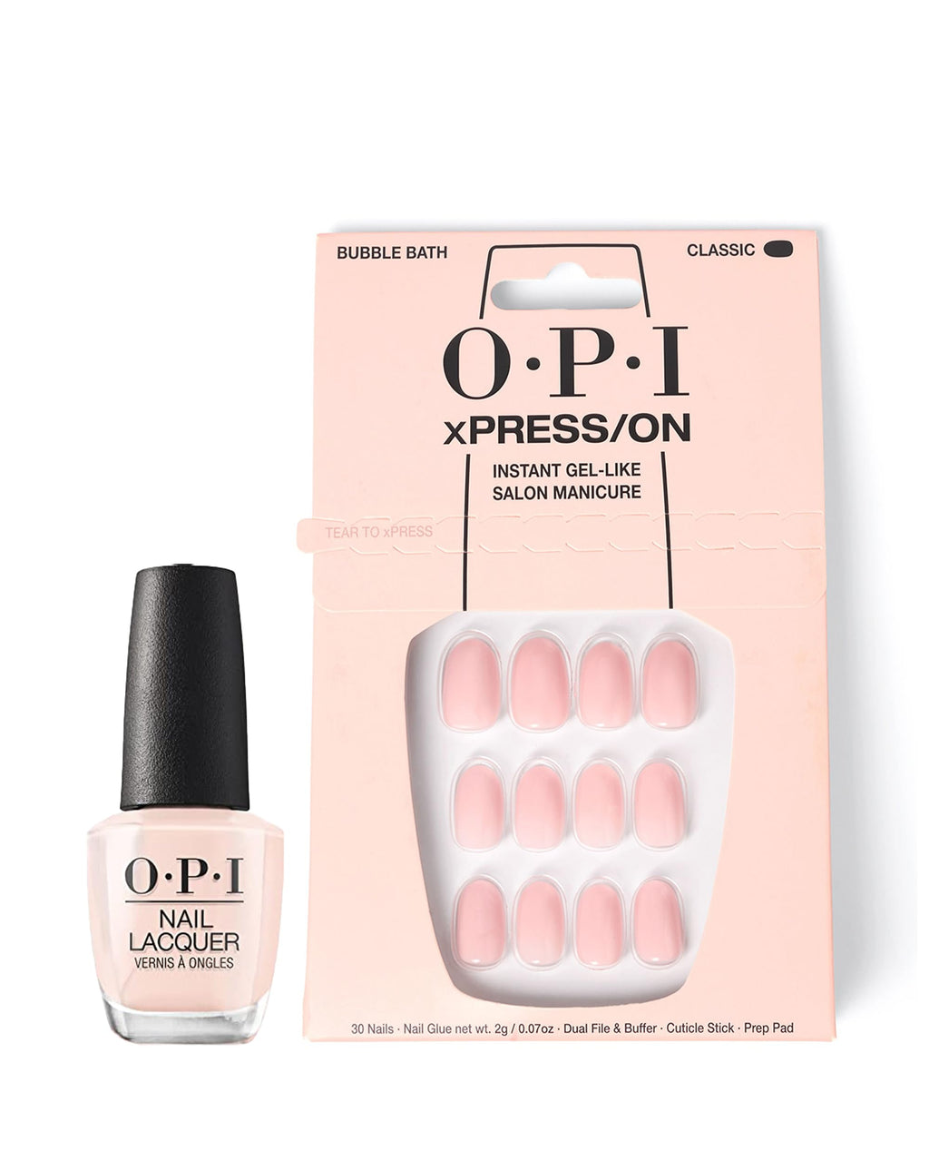 OPI xPRESS/ON Malaga Wine - Dark Red Short Round Press On Nails - With Nail Glue - Long Lasting, Reusable & Non-Damaging Short False Nails - Damaged Box