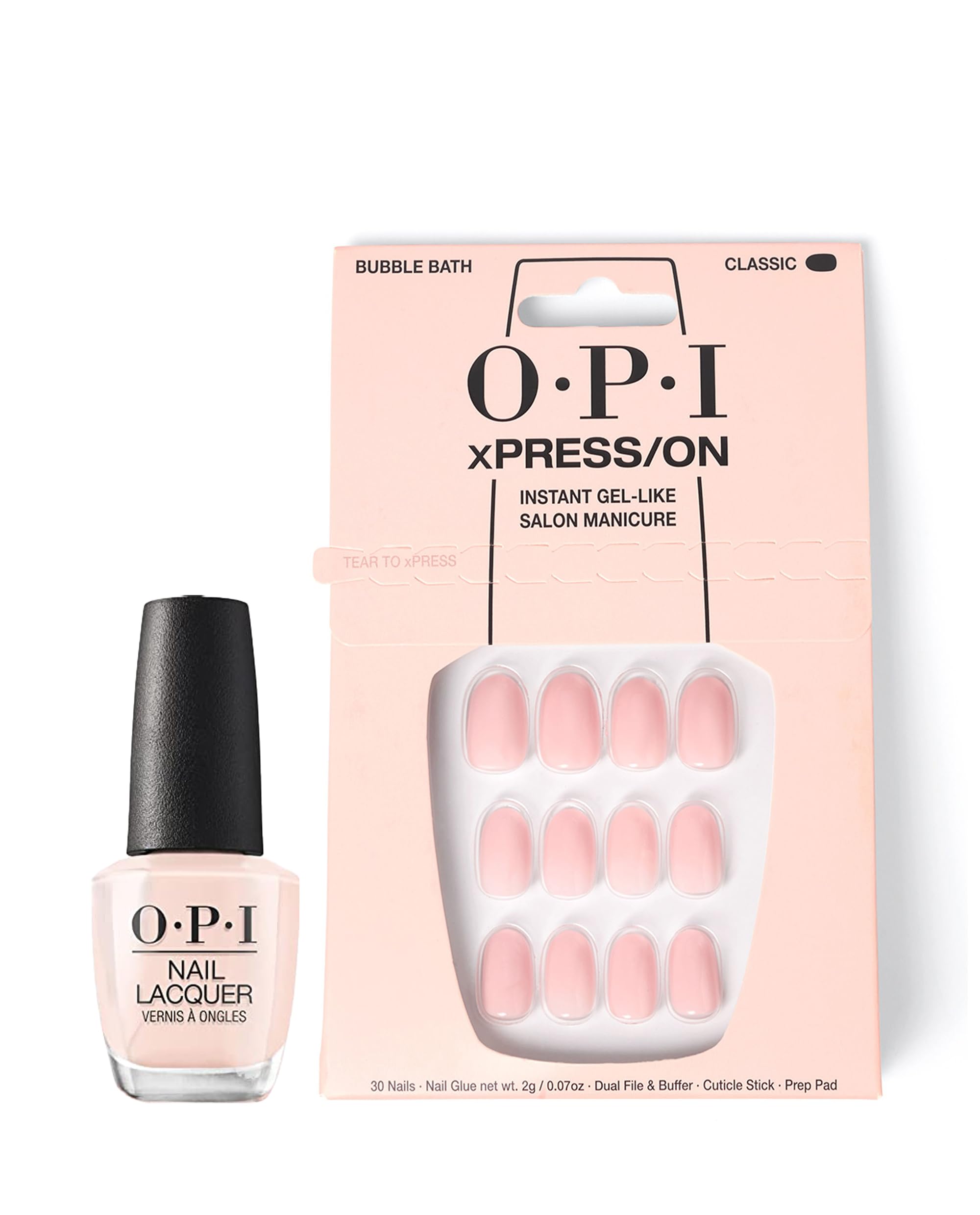 OPI xPRESS/ON Malaga Wine - Dark Red Short Round Press On Nails - With Nail Glue - Long Lasting, Reusable & Non-Damaging Short False Nails - Damaged Box