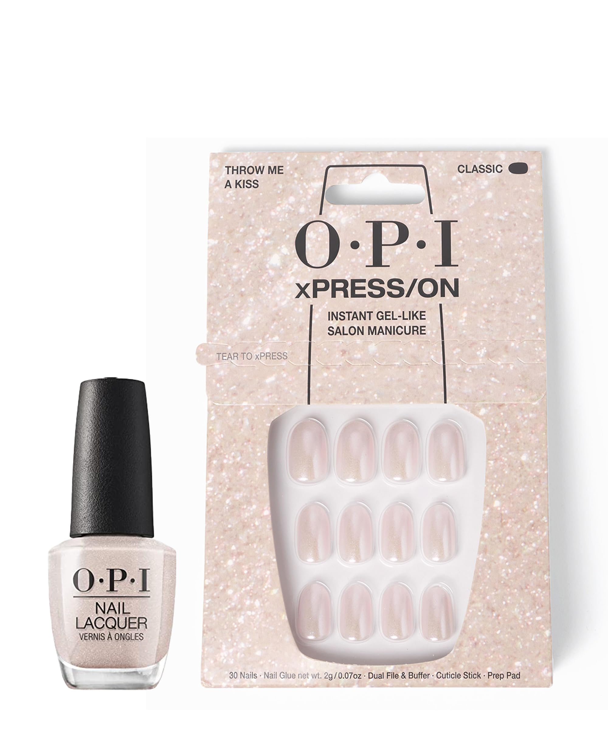 OPI xPRESS/ON Malaga Wine - Dark Red Short Round Press On Nails - With Nail Glue - Long Lasting, Reusable & Non-Damaging Short False Nails - Damaged Box