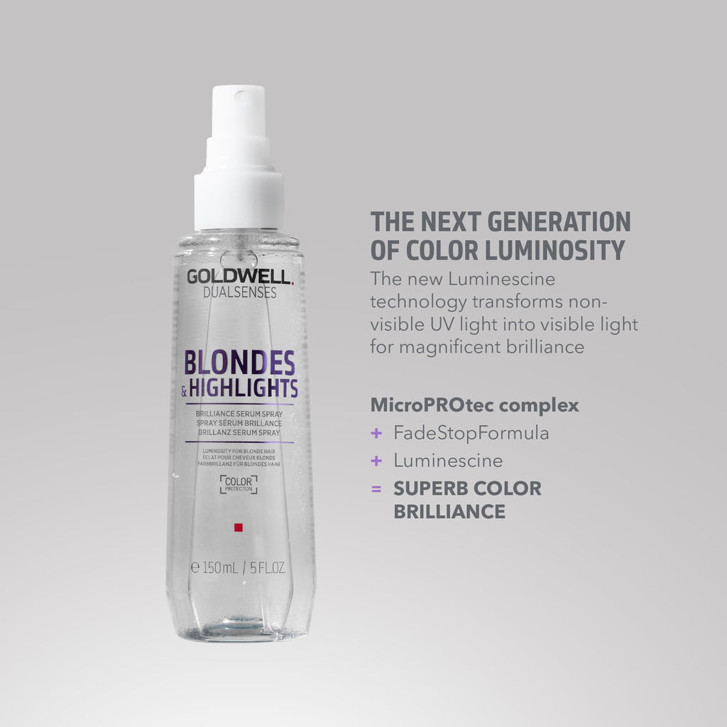 Goldwell Dualsenses Blondes & Highlights Anti-Yellow Serum Spray, For Blonde & Highlighted Hair, Heat Protection, 150ml - Damaged Box