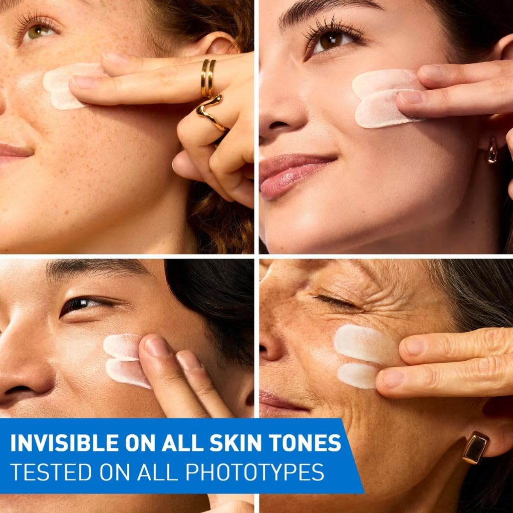 CeraVe Invisible Hydrating Fluid Sunscreen SPF 50, Broad Spectrum UVB UVA Protection, With 3 Essential Ceramides, MVE Technology, Normal to Dry Skin, Dermatologist Developed, 50ml - Damaged Box